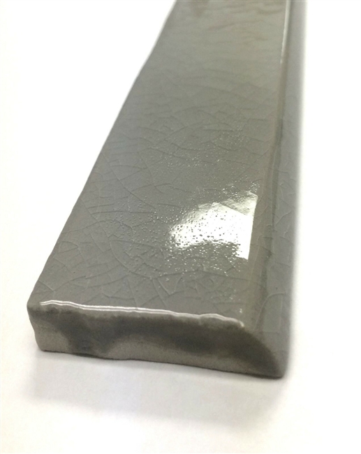 thumbnail image 2 of Squarefeet Depot 1.5x12 Bullnose Gray Crackled Ceramic Trim Molding – For Wall/Floor Accent, Bathroom, Kitchen 2 of 5