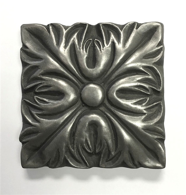 Floral Silver Metallic 4x4 Resin Decorative Accent Tile