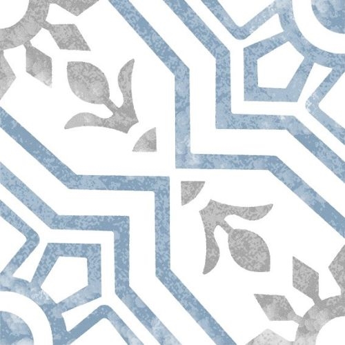 8x8 Bijoux Bleu Porcelain Pattern Art Deco Retro Modern Floor Tile