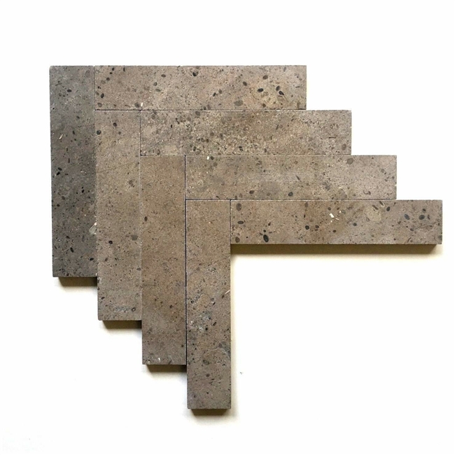 Lagos Azul 6x12 Herringbone Mosaic Limestone Tile Floor and Wall